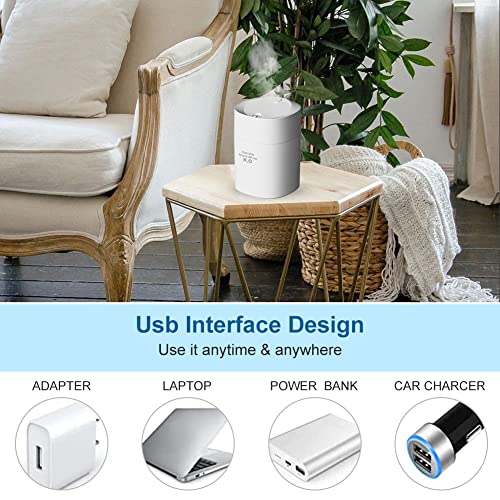 Humidifier, Mini Humidifier With Led Night Light, Cool Mist Humidifier, Usb Personal Desktop Humidifier For Car, Office Room, Bedroom, Auto Shut-Off, 2 Mist Modes Lasts Up To 6 Hours, Super Quiet #TOP4