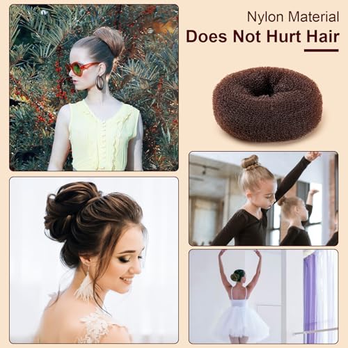 Amrules Hair Bun Maker Set, 8 Pieces Donut Hair Bun Maker With 10 Pieces Black Rubber Bands And 20 Pieces Bun Bobby Pins For Ladies thumb #5