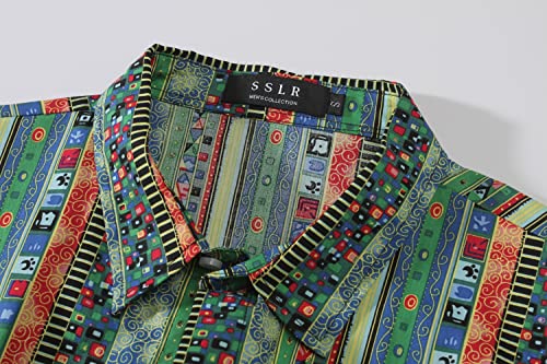 SSLR Shirt, Men's Sunshine Plaid Shirt, Long Sleeve, Button Down, Casual, Beach, Summer, Size3