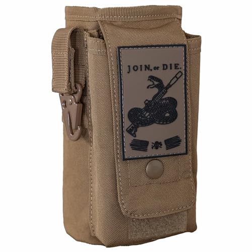 Iron Infidel Battle Bottle Sleeve - 32 oz Water Bottle Sleeve Only - Fits Many 1L Steel Water Bottle Cover Rugged & Versatile Design with Storage for Phone, Wallet & Keys - Join or Die (Tan)