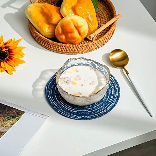 Glasseam Glass Salad Bowls, Clear Serving Bowls Set Of 3, Blown Decorative Bowl For Home Decor Modern Cute Mixing Bowls Stacking Fruit Punch Bowl Decor For Kitchen Party Candy Snack Prep Dessert #TOP7