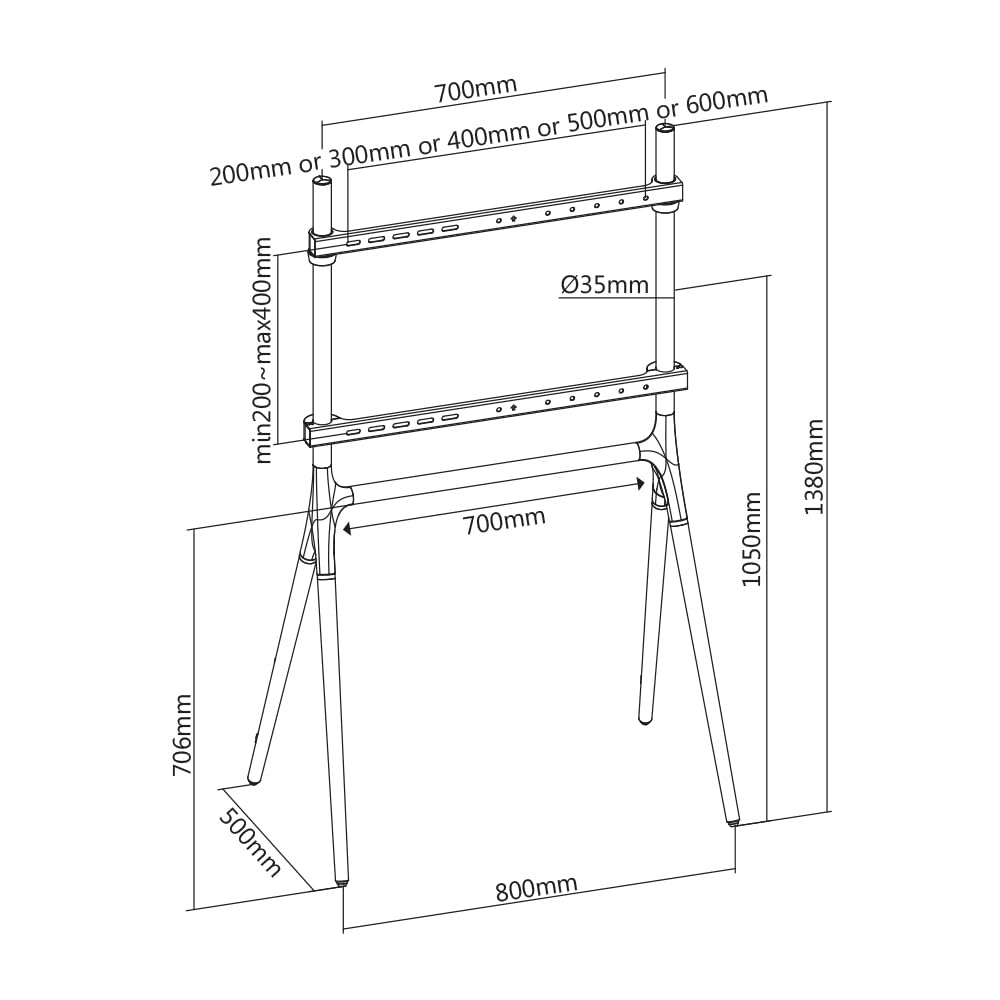 My Wall 28 L HT 28L - Supporto per TV 124,5 cm (49) -177,8 cm (70), altezza regolabile