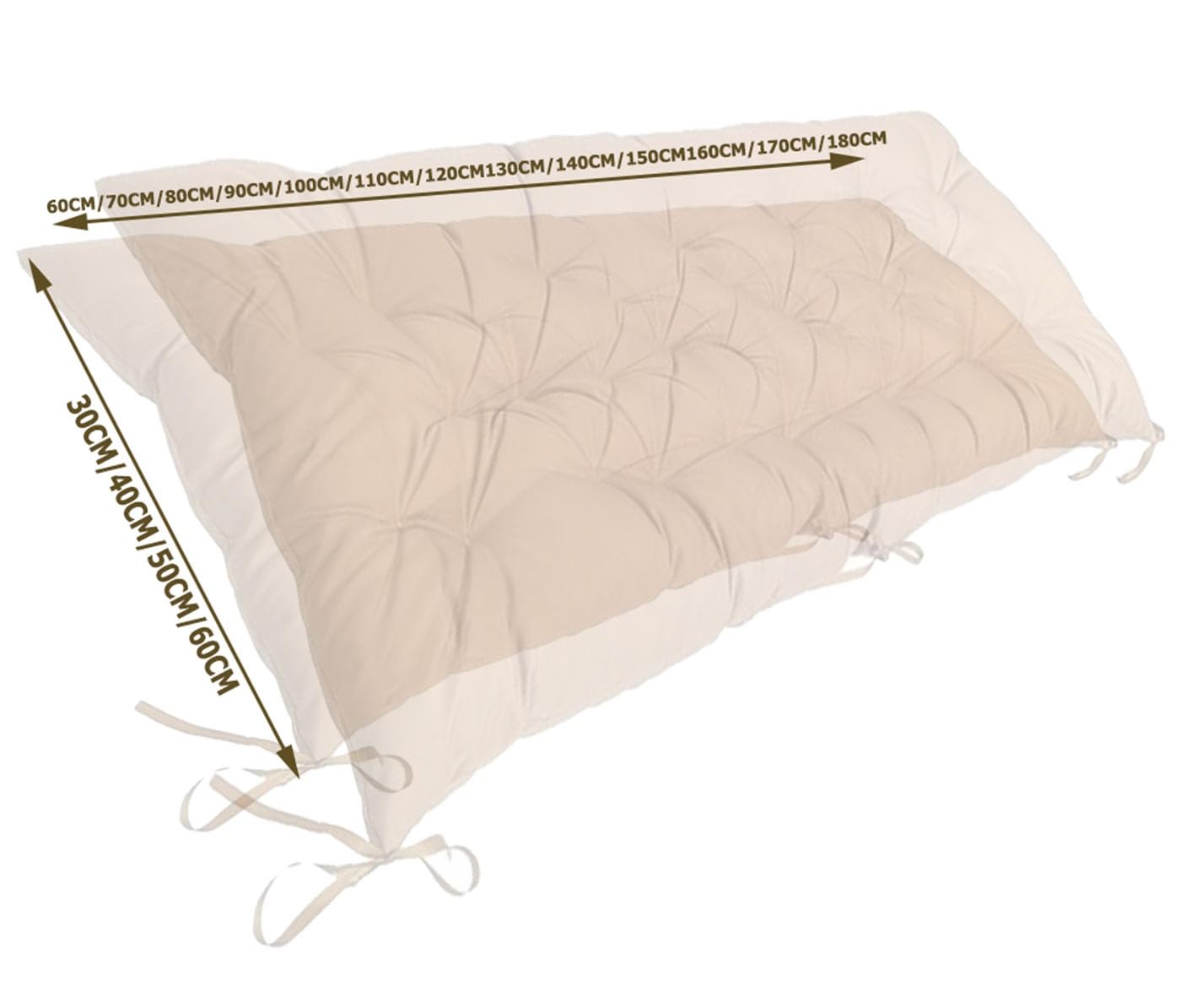 Cuscino Impermeabile per Panca da Giardino con Cinghie Antiscivolo,Cuscini Ideale per Panchine Interne Ed Esterne, Cushion Divano Sedie A Dondolo E Sedie A Dondolo(Verde,60x150cm)