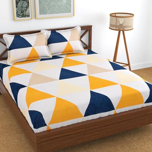 Dahlia Elastic Fitted Glace Cotton California King Size (84x72x Upto 8 Inches) Bedsheet with 2 Pillow Covers-200TC (Triangle, Maroon Color) (B0B1VN9NDC) Amazon Price History, Amazon Price Tracker