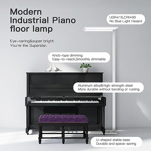Image of STERREN 76 inch Led Floor Lamp, 105W Eye-Care Free-Standing Lamp, White