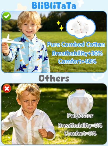 Image of Boys Hawaiian Button Down Shirt, Pure Combed Cotton Short Sleeve Size 3-15Y | Pure Combed Cotton, Smooth 60s yarn, Tagless Label, Pilling-Resistant, Shrink-Resistant, Fade-Resistant, Machine Washable