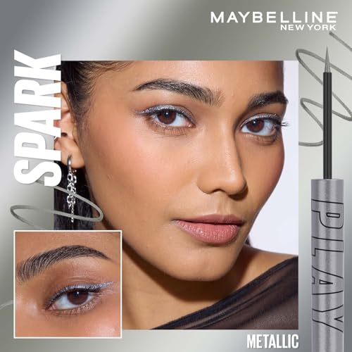 Image of Maybelline New York Tattoo Play Metallic Silver Liquid Eyeliner, Metallic | Longwear Waterproof Eyeliner, 2.1ml