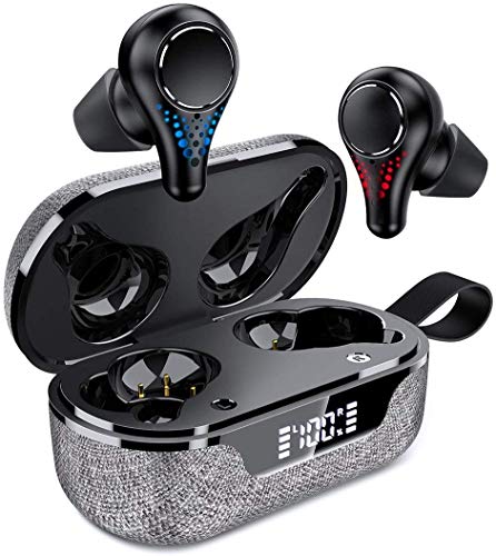 Bluetooth Headphones-True Wireless Earbuds 24 Hours Playtime Earphones TWS Deep Bass Loud Voice Call Waterproof Headset with Microphone in-Ear Earphone with Smart LED Display for Sports