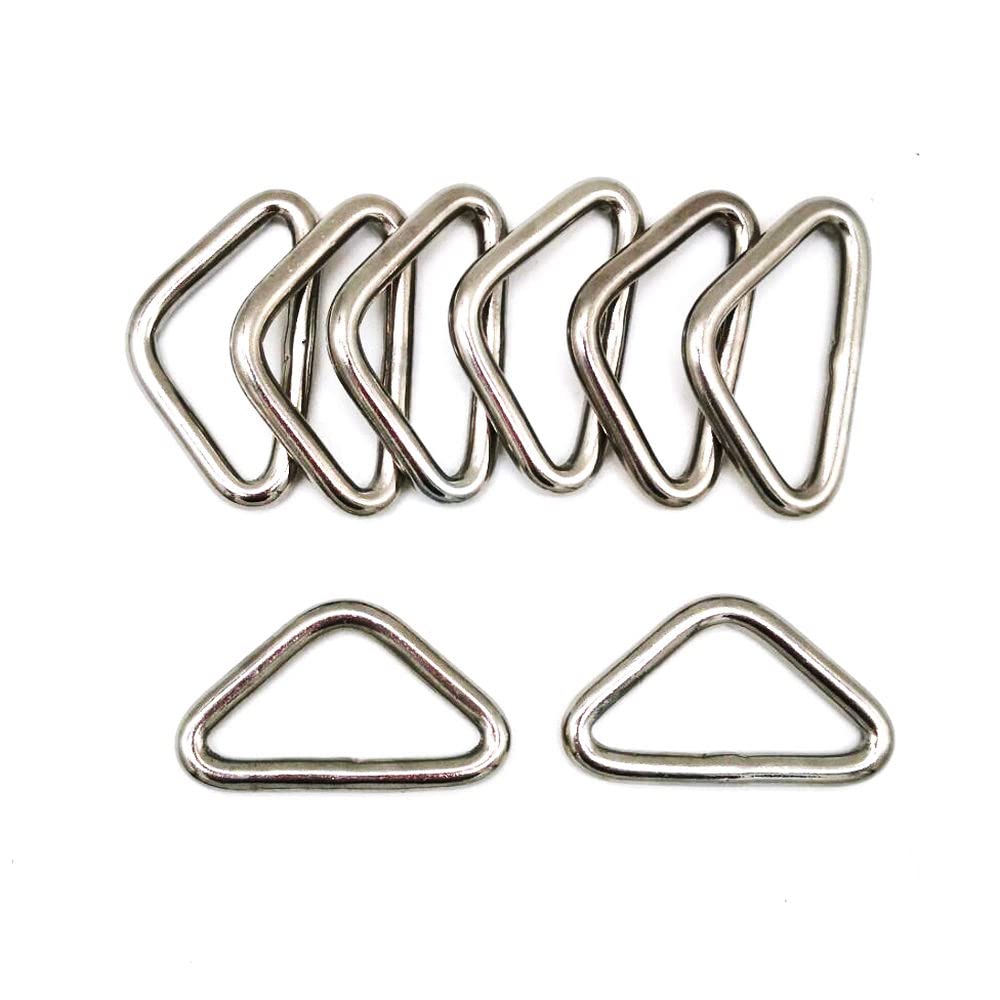 JY-MARINEStainless Steel 316 Triangle Ring Buckle Welded V-Shaped Ring 3/16" x 1 7/8" (5mm x 47mm) Marine Grade Used for Trampoline Accessories,8 Pcs