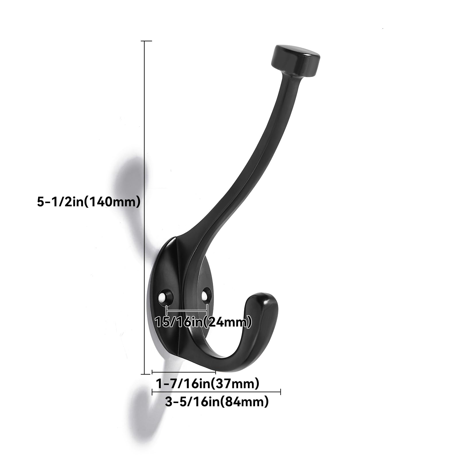 KHTUMEWARE-KH350 Matte Black Coat/Robe Hooks 3-Pack in Matte Black — KHTUMEWARE