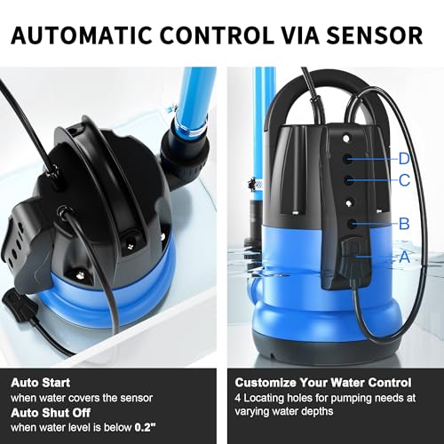 Image of FOTING Sump Pump 3 /4HP Dirty Submersible Water Pump,2400GPH Utility Pump Thermoplastic Electric Portable Transfer Water Pump for Swimming Pool Pond Basement with 16ft Power Cord, with Float Switch