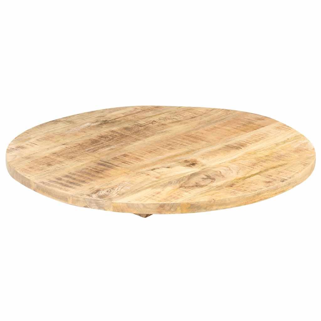 Générique Tischplatte aus massivem Mangoholz, rund, 60 cm, Dicke 25 – 27 mm, raue Oberfläche, industriell, für Restaurant, Café oder Hotel, leicht zu reinigen mit einem feuchten Tuch