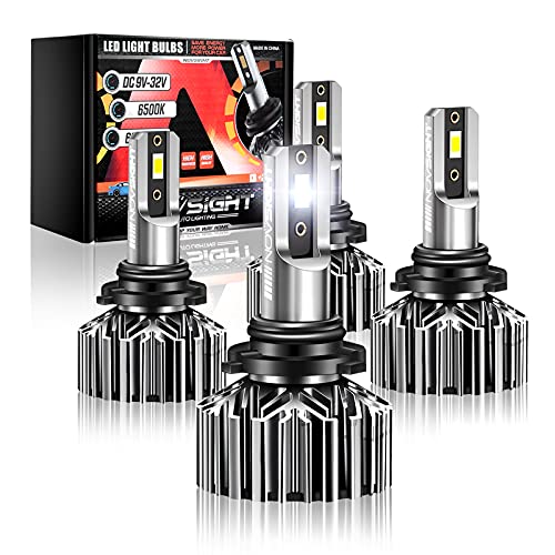 NOVSIGHT 9005 9006 LED Headlight Bulbs Combo, High and Low Beam Bulbs 24000 Lumens 60W Super Bright Conversion Kits, 6500K Cool White, 9005 for High Beam, 9006 for Low Beam