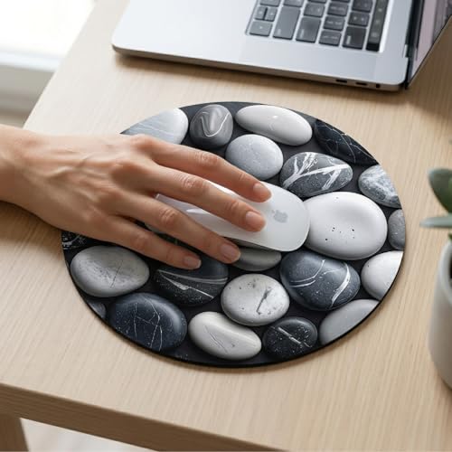 Image of TrendzyKart Premium Non-Slip Mouse Pad for Office, Home & Gaming | Smooth Surface for Optical & Laser Mice | Durable Anti-Skid Rubber Base | Precision Tracking | Round Stone Pattern Design