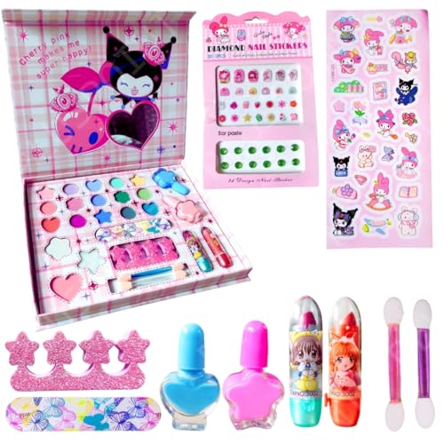 Image of PLUSPOINT Kids Makeup Kit for Girls, Washable Makeup Set for Girls, Make up Set for Kids, Girl Toys Children Play Beauty Kit with Folding Case Birthday Gifts for Girls Age 4 5 6 7 8 Year Old