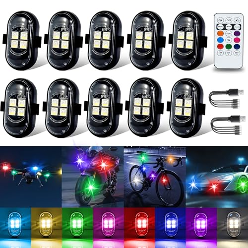 Wireless LED Lights for Car 10 Pack Remote Strobe Warning Waterproof