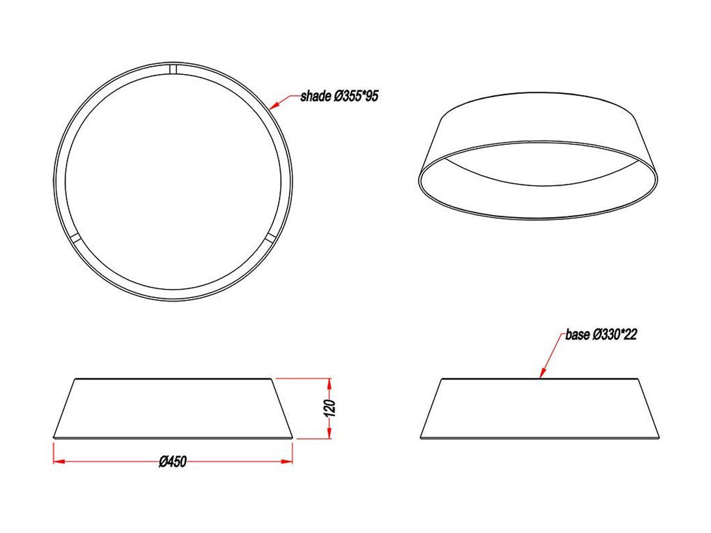 Reality Leuchten LED Deckenleuchte Ponts R62871811, Acryl weiß, Stoffschirm grau/weiß, inkl. 18 Watt LED