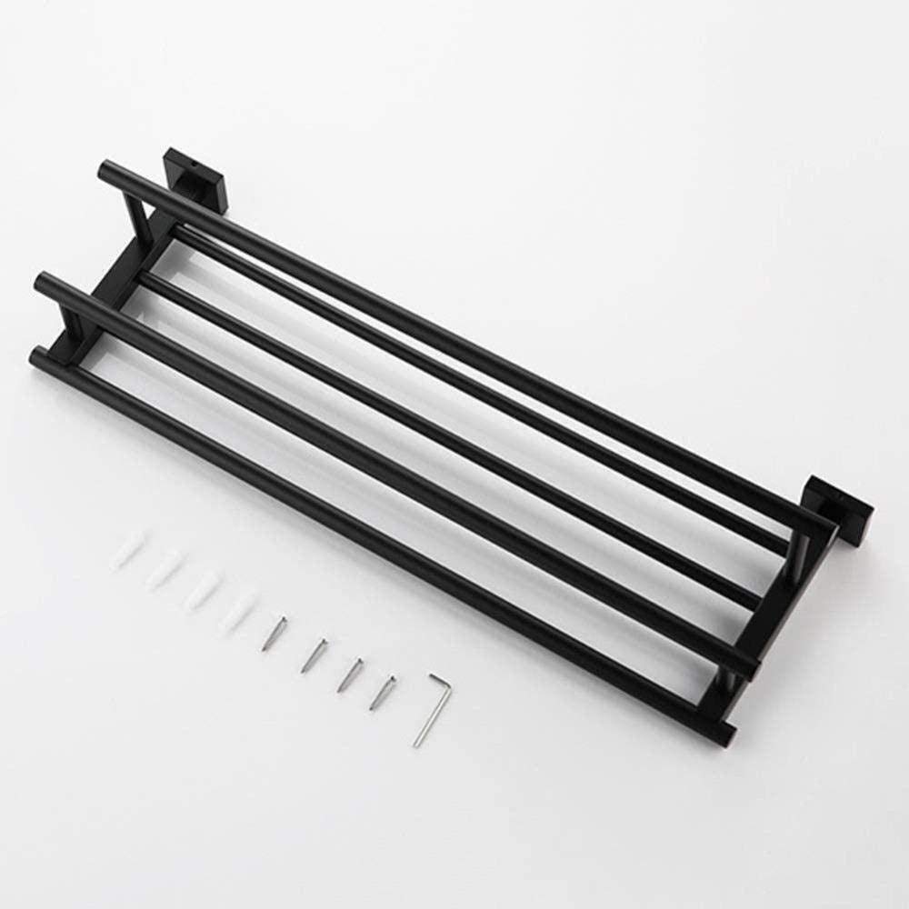 Stendino Mensole da bagno Portaoggetti Portasciugamani nero Scaffale per WC in acciaio inossidabile 304 Asciugamano da bagno Doppio gancio Portasciugamani Anello a mano pulito Decorazione Comfortable