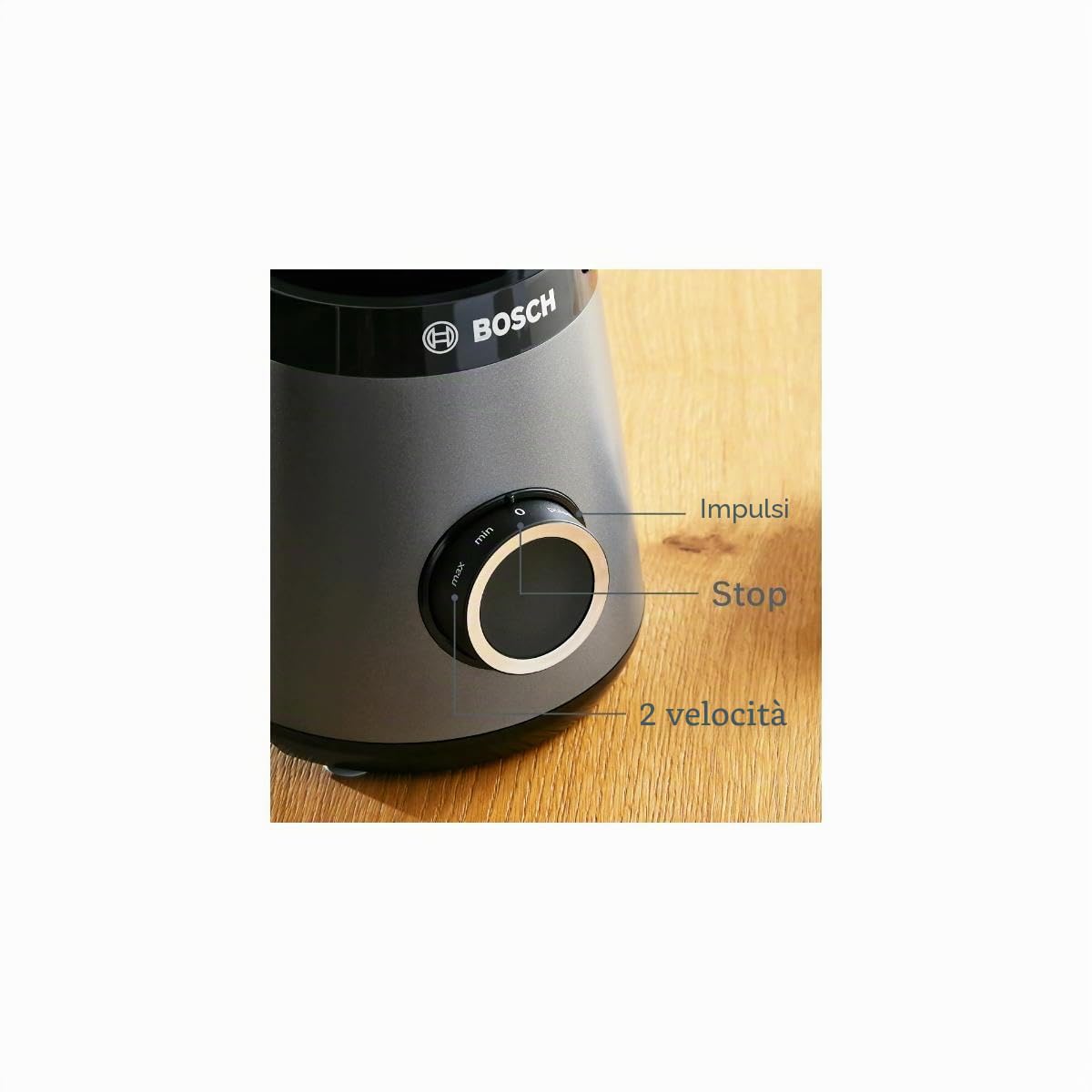 Bosch Serie 4 Frullatore VitaPower MMB6177S, 1200 W, 30.000 giri/min, Lame in Acciaio Inox, Frullatore da 1.5 L, Borraccia da 0.6 L, Tritatutto e Pestello Inclusi, Lavabili in Lavastoviglie, Argento