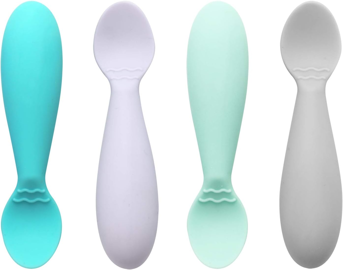 Silicone Baby Weaning Spoons Infant Feeding Spoons BPA Free, 4-Pack, Soft Silicone, Self Feeding Fat Handle Utensil