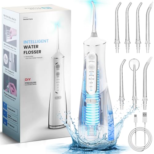 Water-Flosser-for-Teeth-Portable-Cordless-Oral-Irrigator-5-Modes-Rechargeable-Electric-Water-Flossers-Cleaner-300ML-IPX7-Waterproof-8-Jet-Tips-Dental-Tooth-Flossed-Care-Tool-Kits-Home-Use-Travel