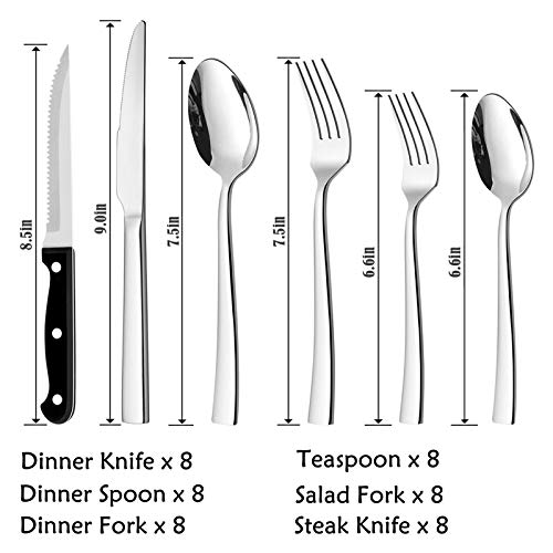 image for 48-Piece Silverware Set, HaWare Stainless Steel Square Flatware Cutler