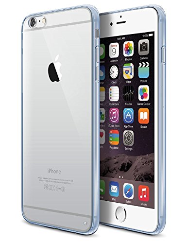Hotbin Ultra Slim Flexible PC Back TPU Bumper Thin Transparent Protective Clear Rubber Case for iPhone 6/6s - Blue