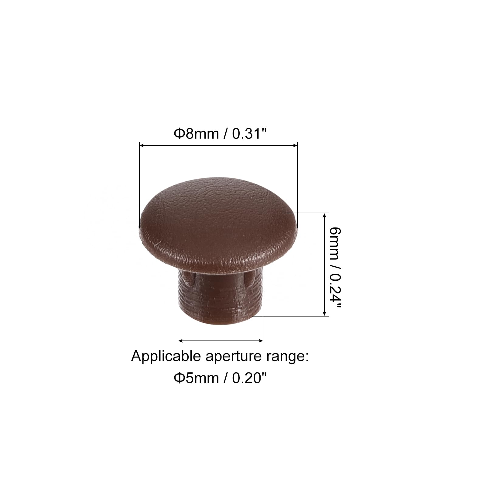 QUARKZMAN 150pz Tappi per Fori di Vite, 5mm(3/16") Dia Tappo Rotondi da Inserire a Pressione in Plastica Ripiani per Mobili Armadietti Credenze, Marrone Scuro