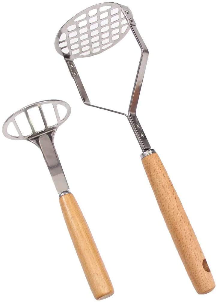 Schiacciapatate In Acciaio Inox Eulond - 2 Pezzi Con Manico In Legno Per Cucina