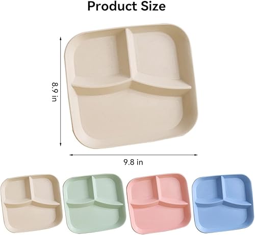 Miniatura 6 de YBOBK HOME Placa de control de porciones para pérdida de peso de adultos, placa de control de porciones bariátrica redonda, placa dividida de paja