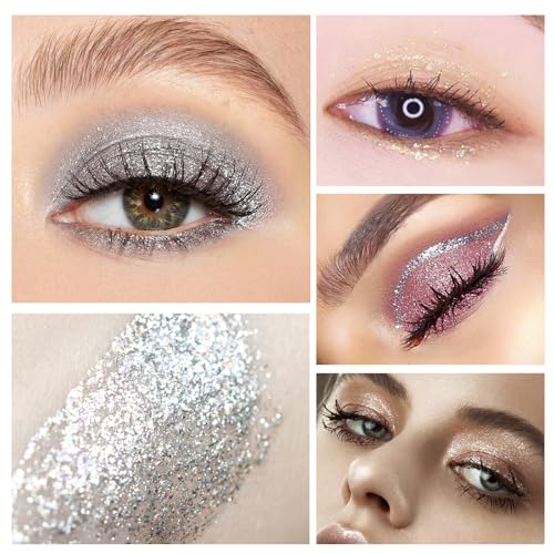 Lucoss 5Colors Liquid Glitter Eyeliner,Silver Gold Diamond Eye Liner Shimmer Metallic Eyeliner Eye Shadow Korean Makeup Long Lasting thumb #4