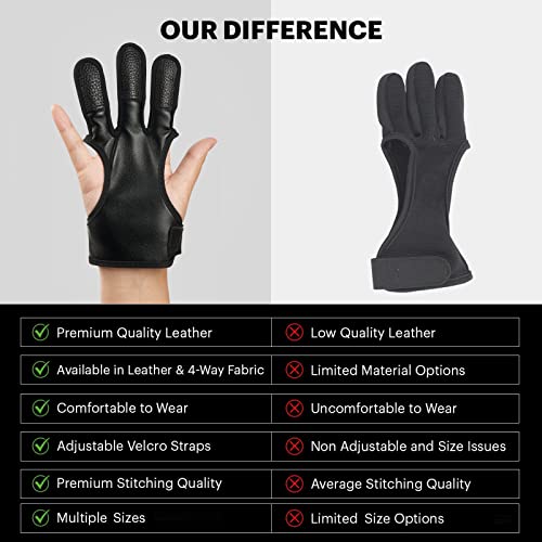 Toparchery Archery Finger Tab Leather 3 Finger Gloves Hunting Hand Protector For Recurve Bow&Compound Bow For Youth Adult Beginner (Small) #TOP3