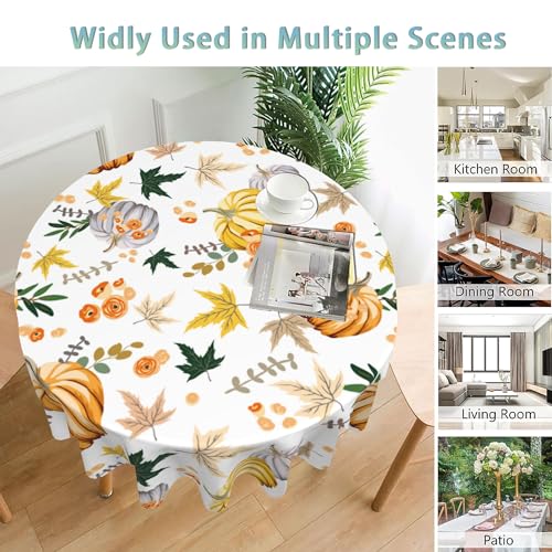 Hello-Fall-Thanksgiving-Round-Tablecloth-60-inchPumpkins-Flowers-Circle-Table-Cloth-Polyester-Waterproof-Stain-Wrinkle-Free-Table-Cover-for-Home-Kitchen-Dining-Party-Pinic-Patio-Outdoor-Decor Hello Fall Thanksgiving Round Tablecloth 60 inchPumpkins Flowers Circle Table Cloth Polyester Waterproof Stain Wrinkle Free Table Cover for Home Kitchen Dining Party Pinic Patio Outdoor Decor