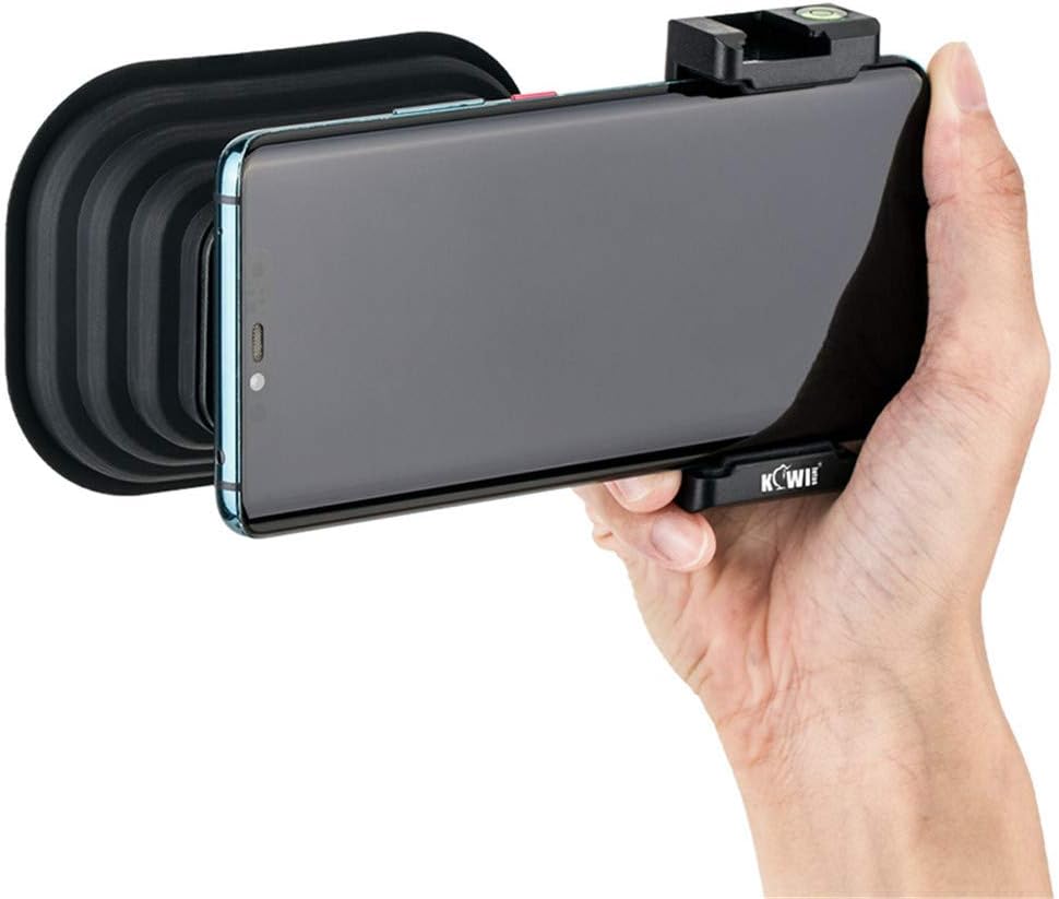 Universal Anti-Reflection Camera Lens Hood for iPhone 15 14 13 12 Series Samsung Android,Adjustable Clamp Phone Tripod Mount with Cold Shoe and Bubble Level,Phone Lens Hood for Photos Through Glass