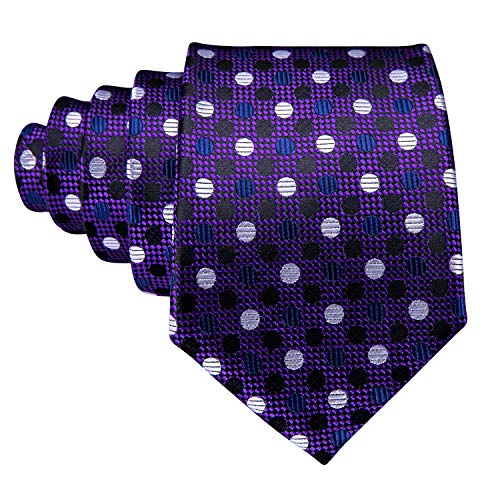 Image of Barry.Wang Ties for Men Silk Tie Sets Polka Dot Woven Necktie Pocket Square Cufflinks Business Wedding