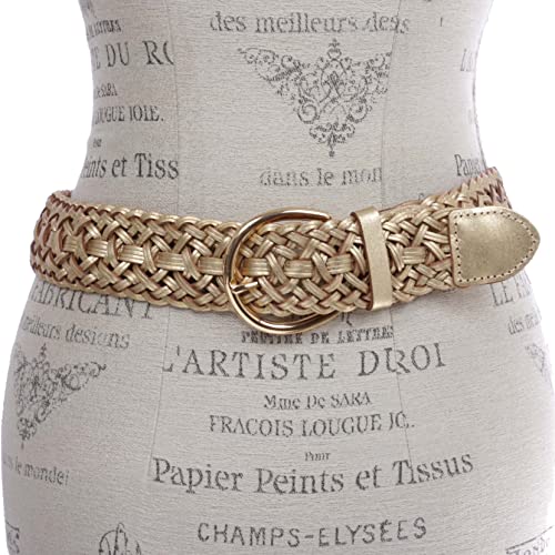 Women's 2" (50mm) Braided Woven Leather Belt with Horseshoe Buckle3