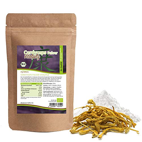 mynatura Bio Cordyceps Pulver 200g | Raupenpilz gemahlen | Vitalpilz aus kontrolliertem Anbau | Hochwertig & proteinreich | 100% Vegan & Glutenfrei | DE-ÖKO-044 (2 x 200g)