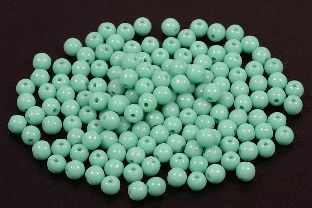 60pcs Round Pressed Beads 4 mm, Opaque Green (53130), Bohemia Crystal Glass, Czechia 11119001