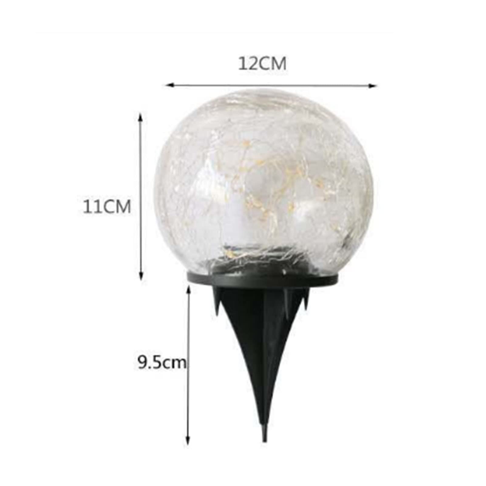 HEATED Luci solari del Giardino Sfera di Vetro Cracked Luci solari Decorative Esterne Impermeabile Decorazione Giardino per Esterno Pathway Patio Yard Prato Bianco Caldo 2 Pacchetti
