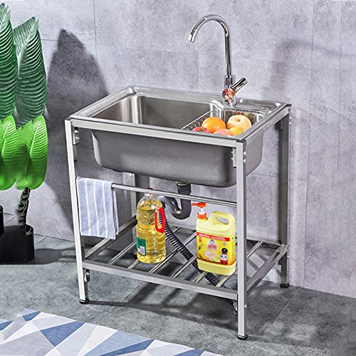Lavabo à main en acier inoxydable évier compact anti-éclaboussures avec rangement
