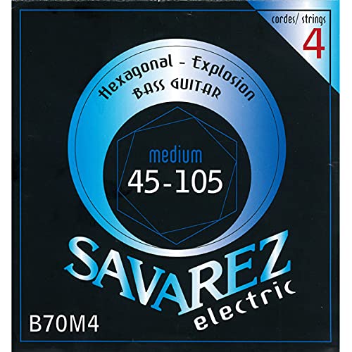 サバレス エレキベース弦 SAVAREZ HEXAGONAL EXPLOSION LINE ELECTRIC BASS STRINGS (B70M4 ミディアムゲージ, 1セット)