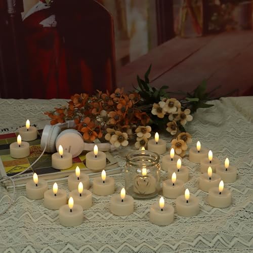 Image of Flameless LED Tea Lights Flickering White Battery Operated, Electric Fake Tealight Candles Long Lasting for Romantic Night Wedding Birthday Party Valentine's Day Christmas Home Decor 12 Pack