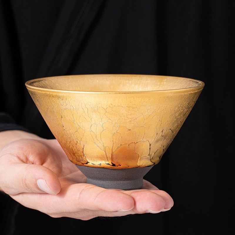 Tazas de té Pequeñas Taza de té dorada gran tamaño, tazón hecho a mano, taza Taza de té de Kungfu
