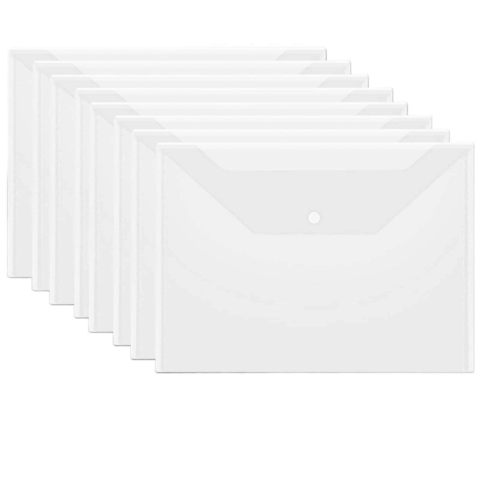 Przezroczysty folder z tworzywa sztucznego, 20 sztuk wielokolorowych przezroczystych wielokrotnego użytku. Plastikowa teczka na koperty z guzikami(White)