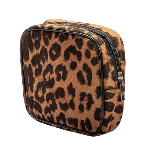 Leopard Print Clear Makeup Bag Travel Cosmetic Case Transparent Toiletry Bag with Zipper, Portable Make Up Organizer Traveling Compact Car Bag for Essentials (Brown)2