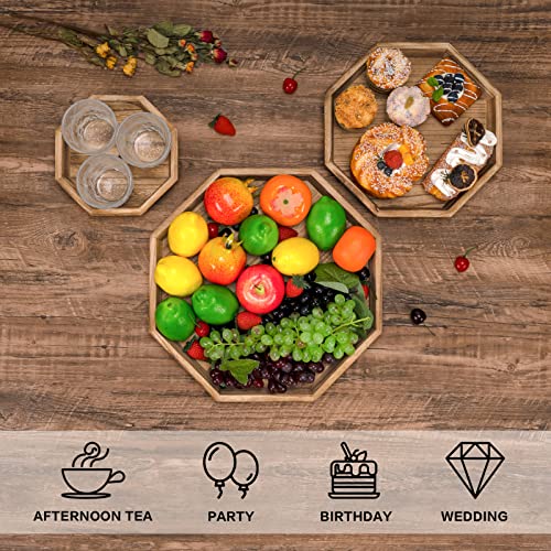 Wooden 3 Tiered Tray, Emfogo Tiered Serving Tray Farmhouse Cupcake Dessert Fruit Stand Tiered Serving Tray Stand For Valentines Day Easter Christmas Fall Halloween Decor (Carbonized Black) #TOP4