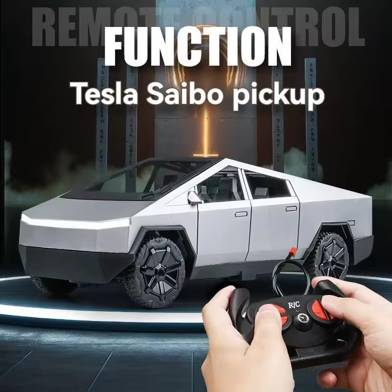 Image of Tesla Cybertruck High Speed RC with Dual Motor 2.4GHz Long Battery Life Light Effects Runs On All-Terrain 1:14 Rc Remote Control Car for Kids [Colors as Per Stock] (Multicolor)