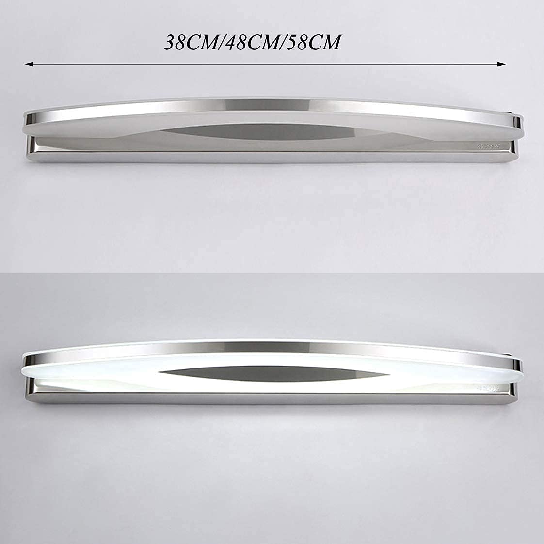 Luce Frontale a Specchio a LED, Lampada da Parete per Bagno dimmerabile con Cordino Lampada da Specchio per Trucco cromata, Illuminazione per cornici, Lampada da Parete per Bagno, 8W/38CM (8w/38cm)