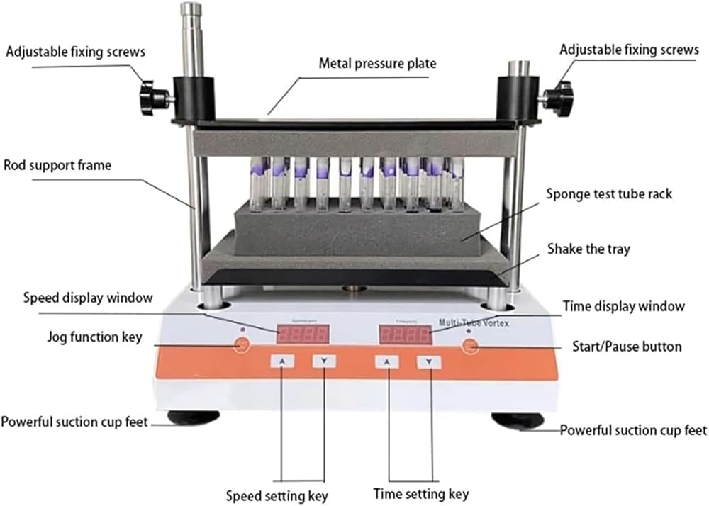 Vortex - Mezclador digital multitubo con pantalla LCD para mezclar muestras científicas, equipo de laboratorio para mezclas y soluciones homogéneas