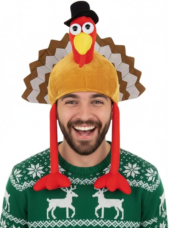FASHION MY LOVE Adult Turkey Hat, Fancy Dress for Christmas Xmas, Thanksgiving Party Christmas Xmas Party Novelty Hat